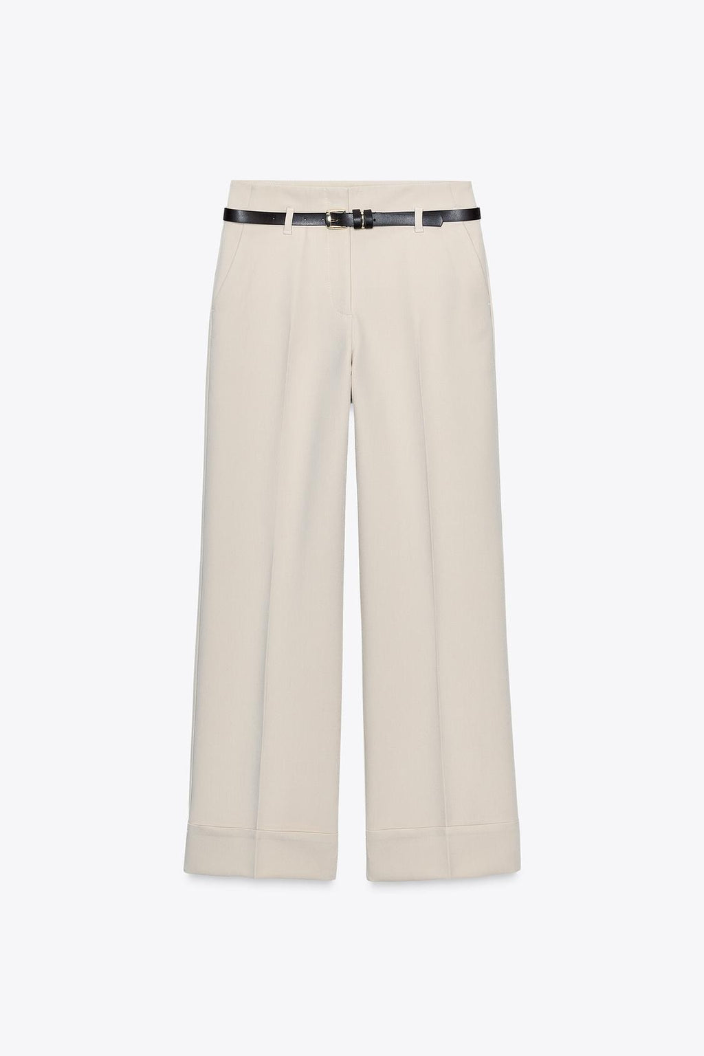 Pantalon Élégant à Revers et Ceinture