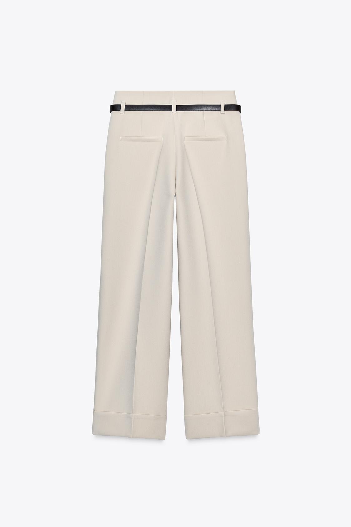 Pantalon Élégant à Revers et Ceinture