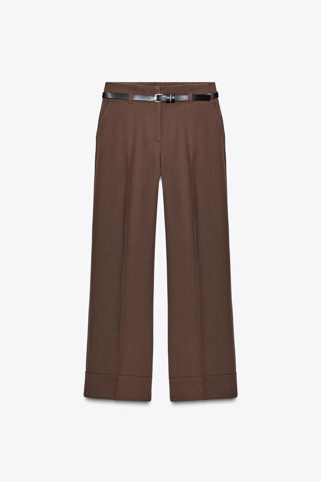 Pantalon Élégant à Revers et Ceinture