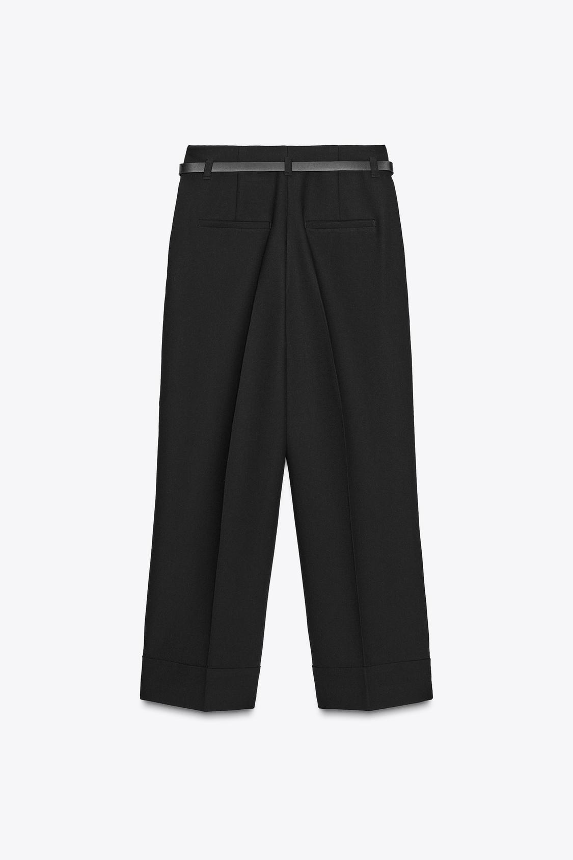 Pantalon Élégant à Revers et Ceinture