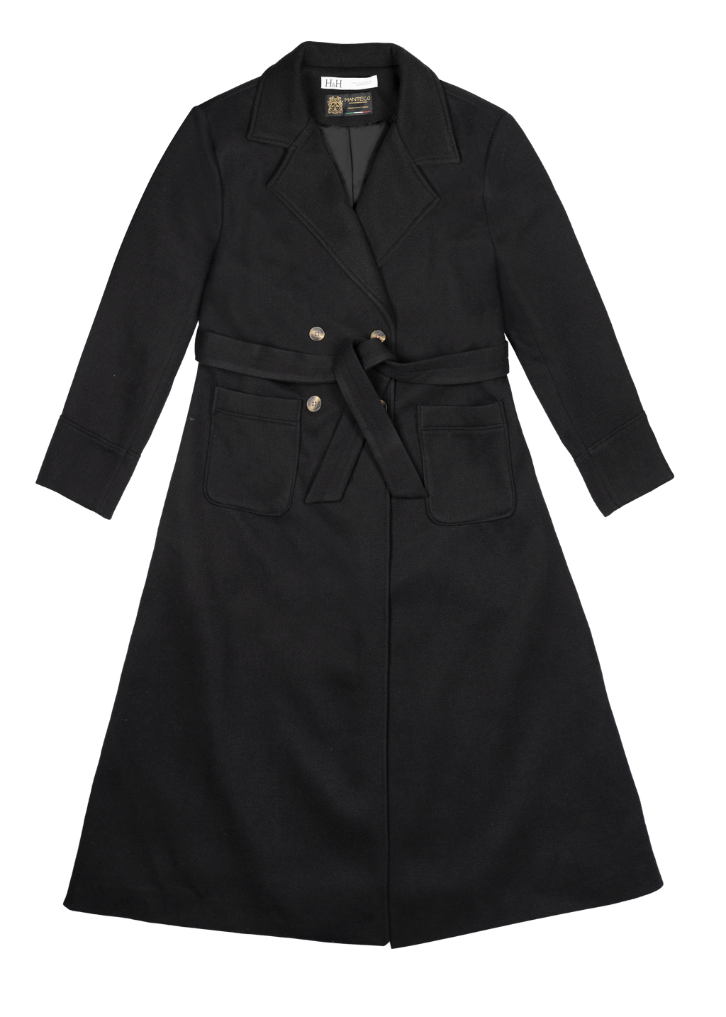 Manteau Noir Long Oversize Femme – avec Ceinture