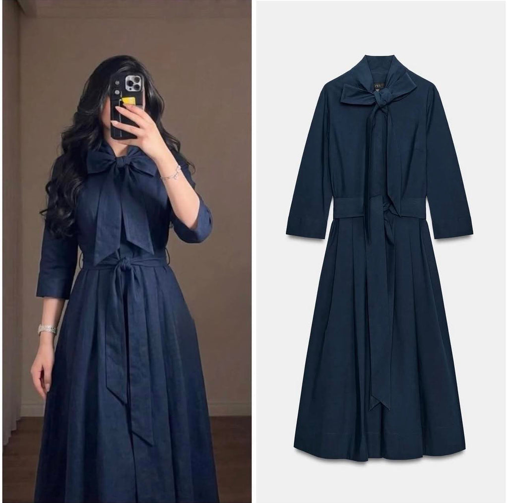 POPLIN DRESS NAVY BLUE