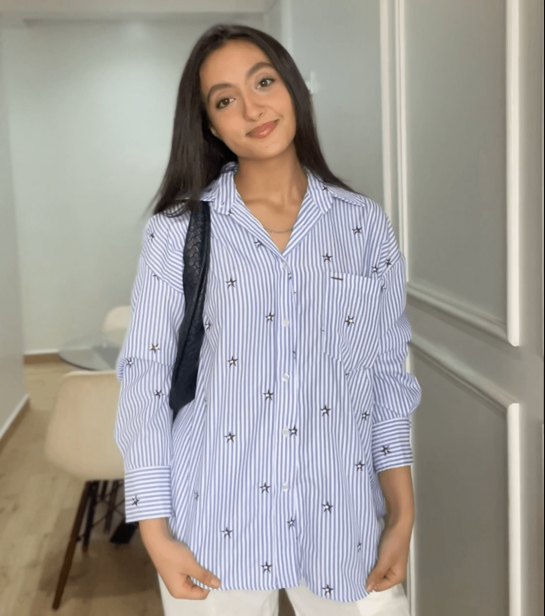 Chemise oversize à étoile brodée