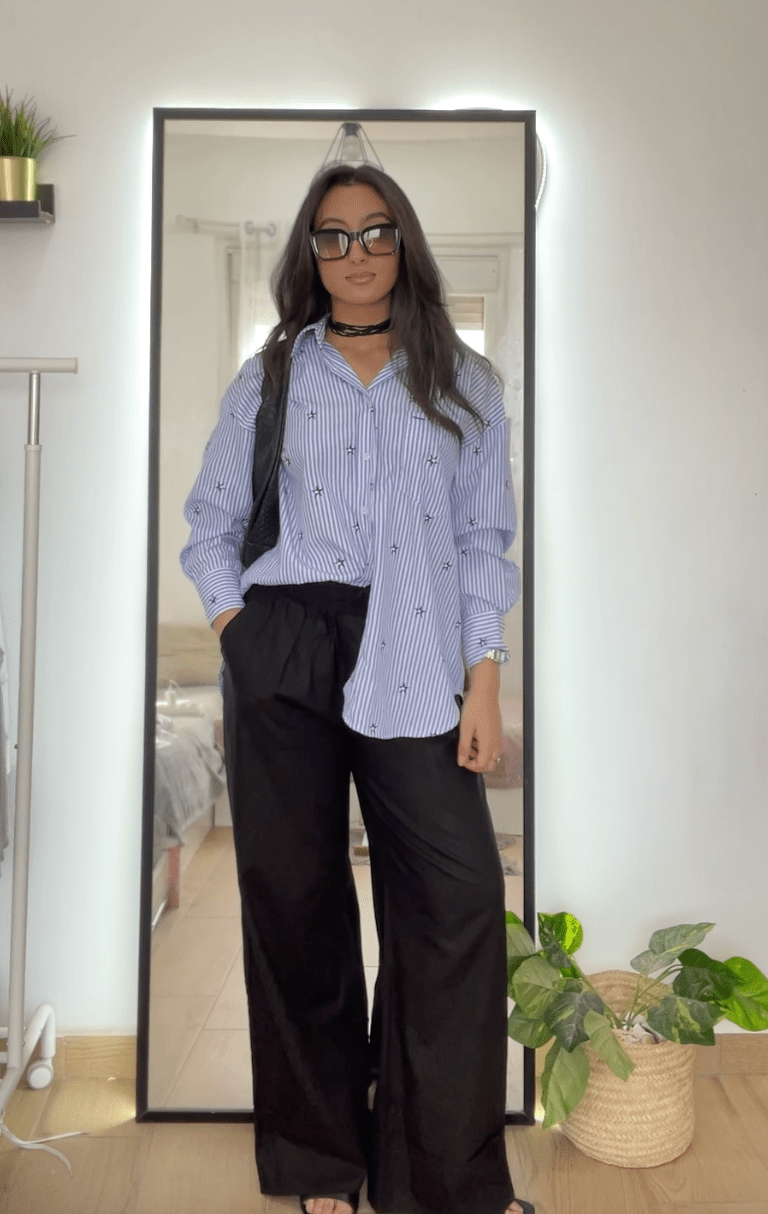 Chemise oversize à étoile brodée