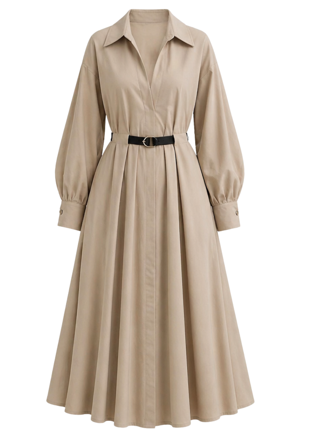 Robe Chemise Longue Ceinturée en popeline