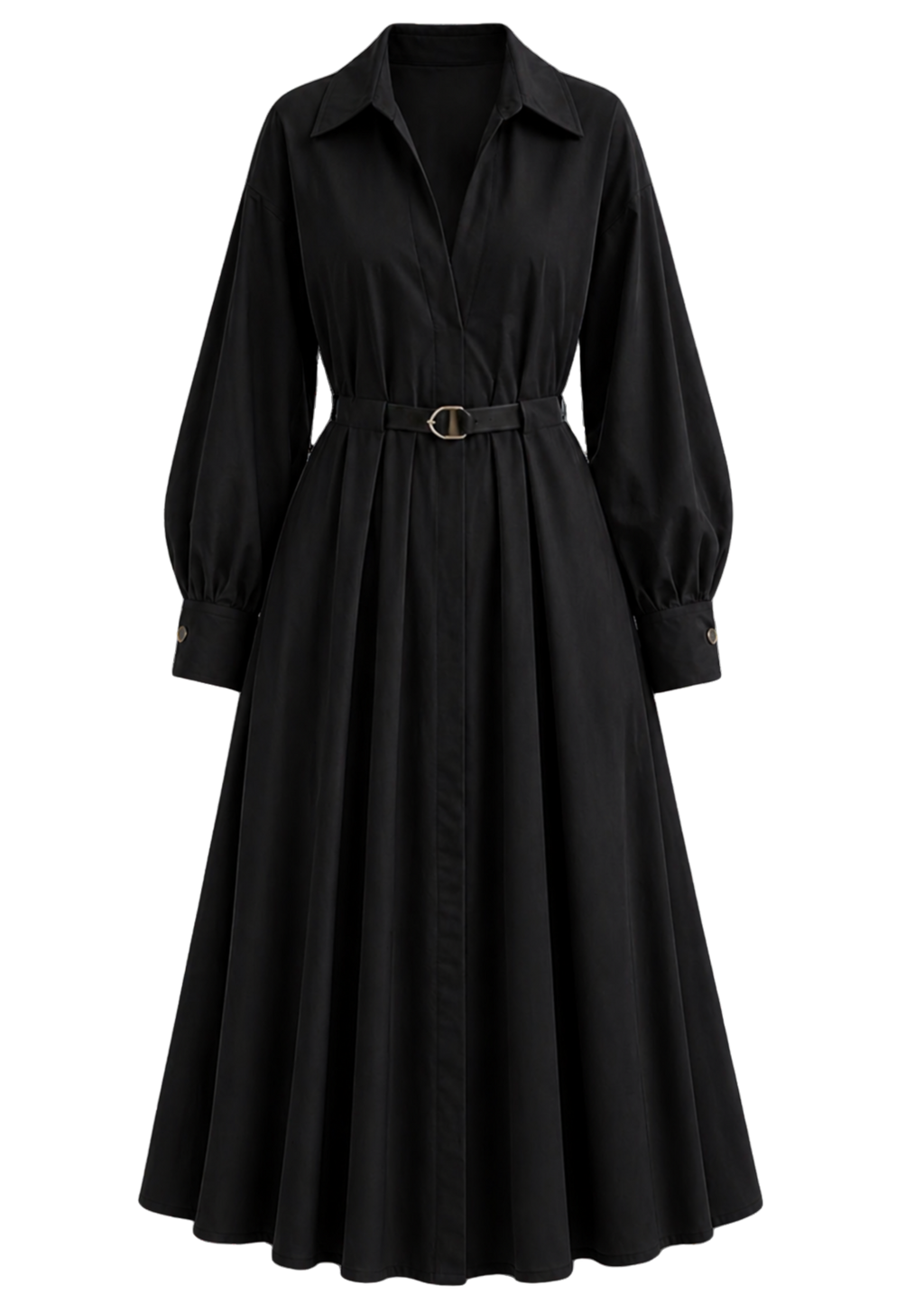 Robe Chemise Longue Ceinturée en popeline