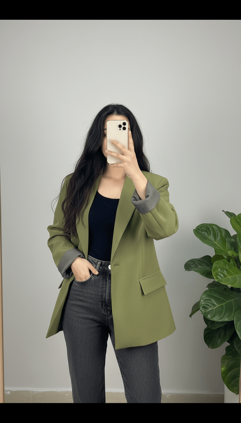 Blazer Chic Manchette Imprimée
