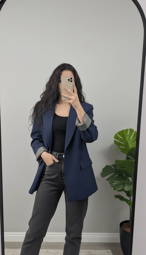 Blazer Chic Manchette Imprimée