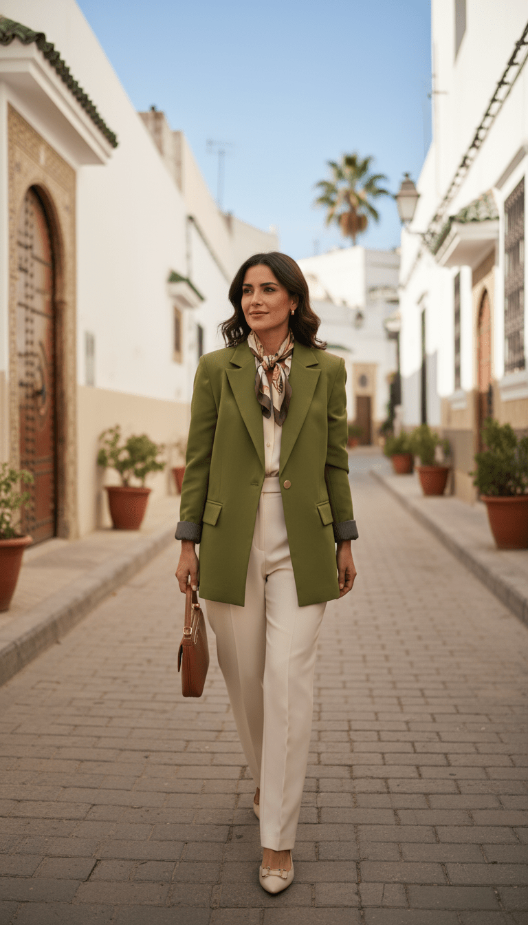 Blazer Chic Manchette Imprimée