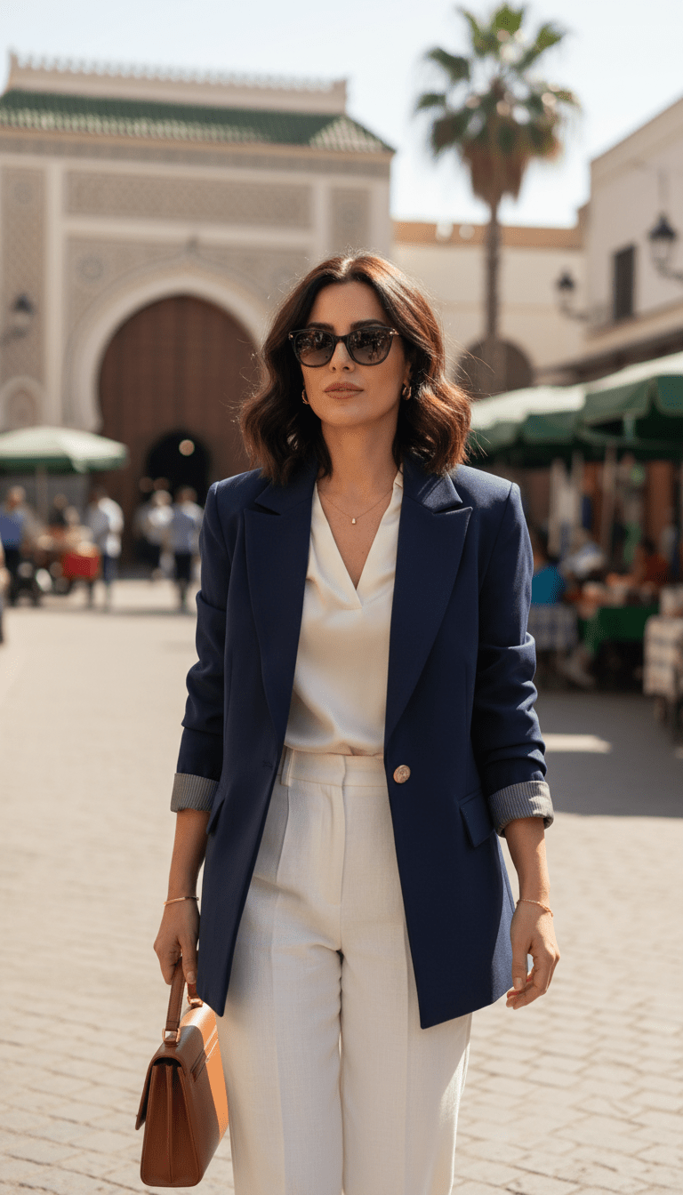 Blazer Chic Manchette Imprimée
