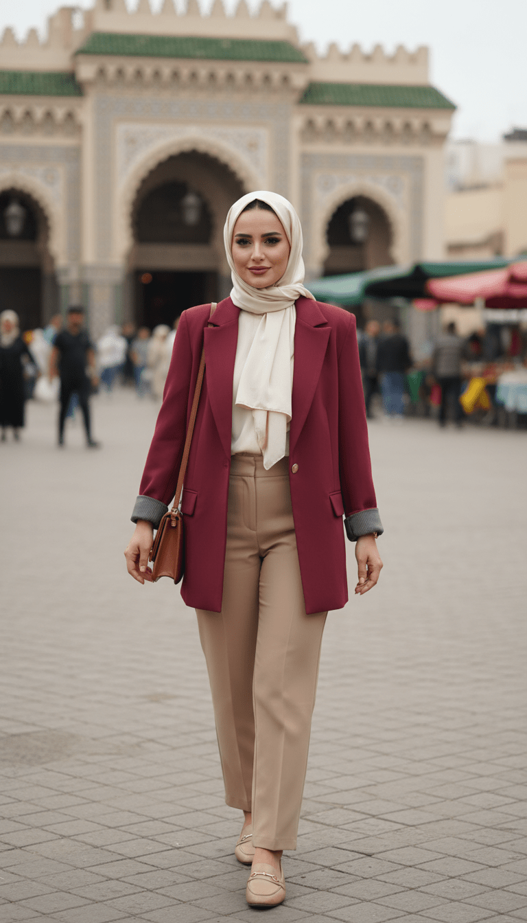 Blazer Chic Manchette Imprimée