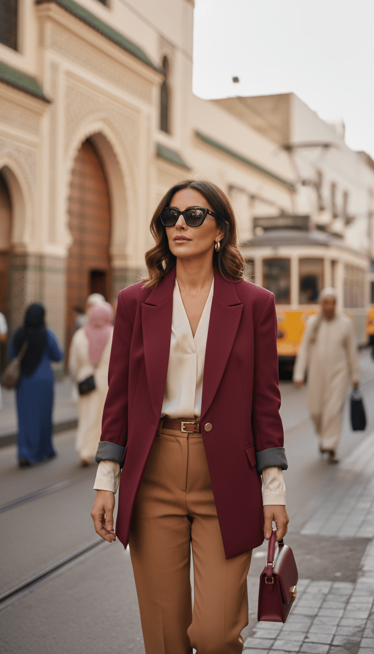 Blazer Chic Manchette Imprimée