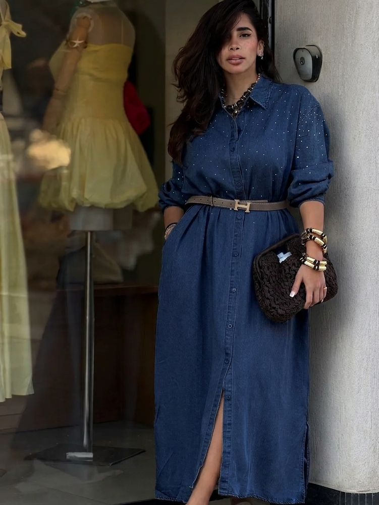 Robe chemise longue en Tencel